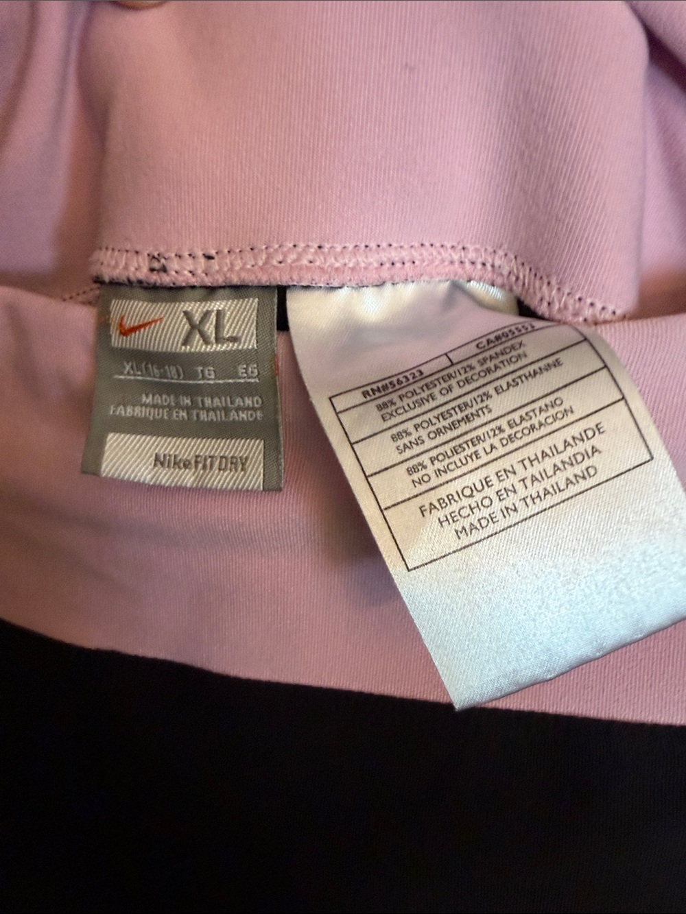 Nike XL Black Capri Leggings with Lavender Waistband - Picture 2 of 3